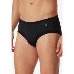 Schiesser midi sportslip met opening Long Life Cotton - zwart