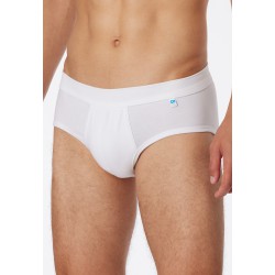 Schiesser midi sportslip met opening Long Life Cotton - wit