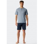 Schiesser heren pyjama blauw/donkerblauw - Fashion Nightwear