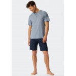 Schiesser heren pyjama blauw/donkerblauw - Fashion Nightwear