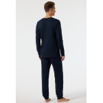 Schiesser pyjama lang fijn interlock - donkerblauw