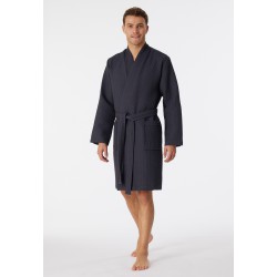 Schiesser Heren Badjas wafelpiqué Essentials - Grijs