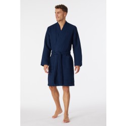 Schiesser Heren Badjas wafelpiqué Essentials - Donkerblauw
