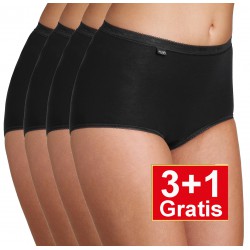 Sloggi dames Basic Maxi - set van 4 slips - zwart  3+1 GRATIS - uw voordeel : 14,99 €