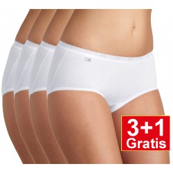 Sloggi dames Basic Midi - set van 4 slips - wit - 3+1 GRATIS - uw voordeel : 14,95 €